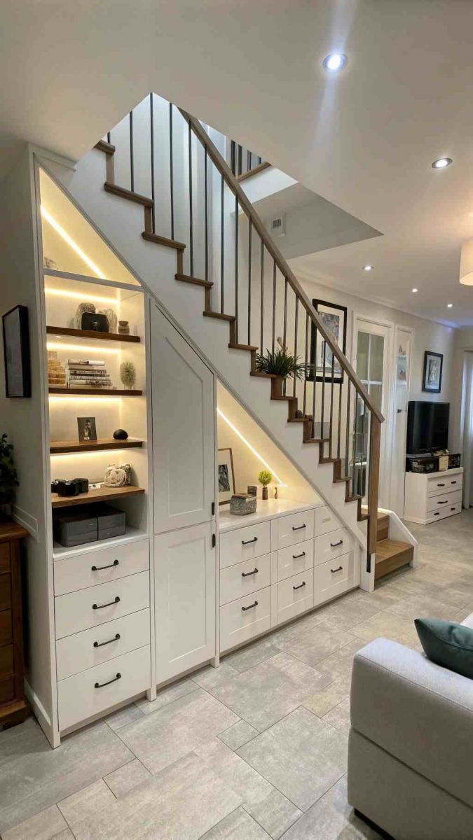 trang tri tu gam cau thang